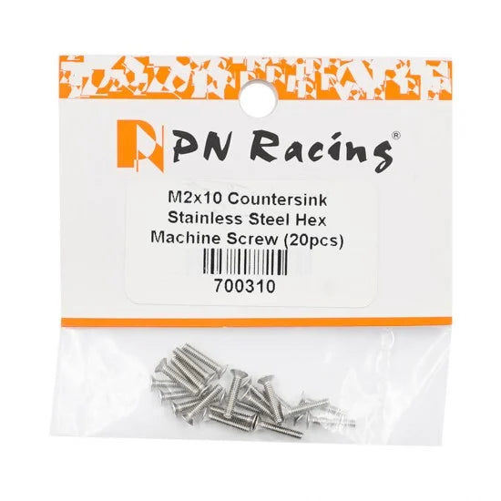 700310 PN Racing M2x10 Countersink Stainless Steel Hex Machine Screw (20pcs)