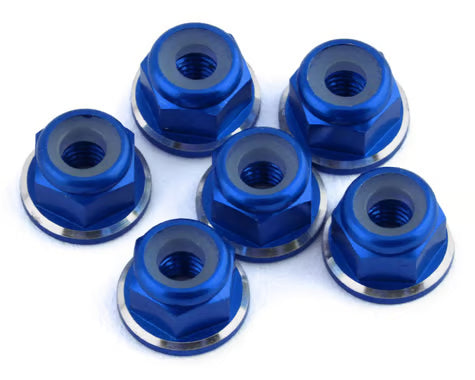 80598 1UP Racing 3mm Aluminum Flanged Locknuts w/Chamfered Finish (Dark Blue) (6)