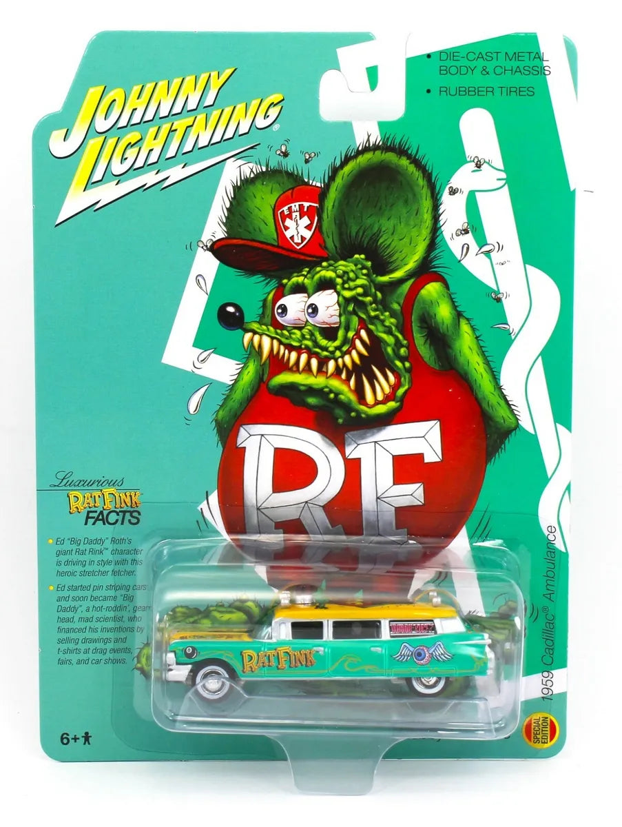 HE Johnny Lightning RatFink 1959 Cadillac Ambulance