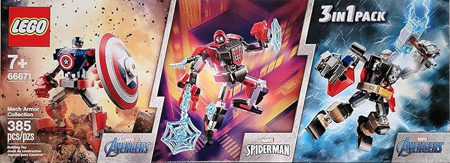LEGO 3 in 1 Pack Mech Armor Collection Captain America, Spider Man And Thor