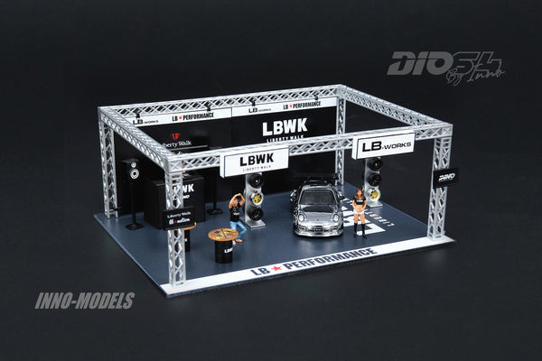 HE 1:64 Scale Diorama LBWK Auto Salon Diorama Includes LBWK 997 Chrome
