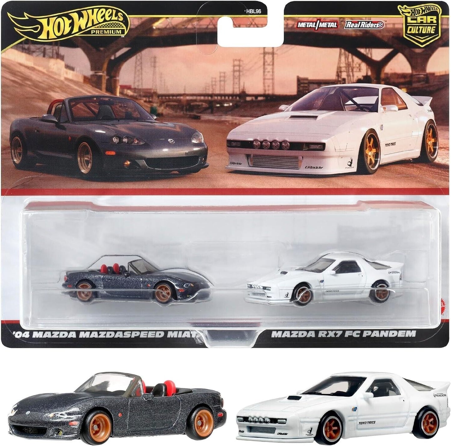 HE HotWheels Premium Car Culture ‘04 Mazda MazdaSpeed Miata And Mazda RX7 FC Pandem