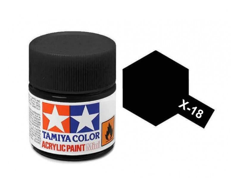 Tamiya X-18 Semi Gloss Black Acrylic Paint (10ml)