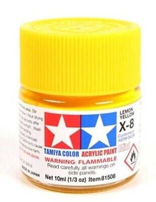 TAM81508 Tamiya X-8 Lemon Yellow Acrylic Paint (10ml)