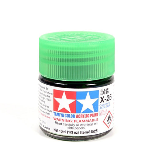 Tamiya X-25 Clear Green Acrylic Paint (10ml)
