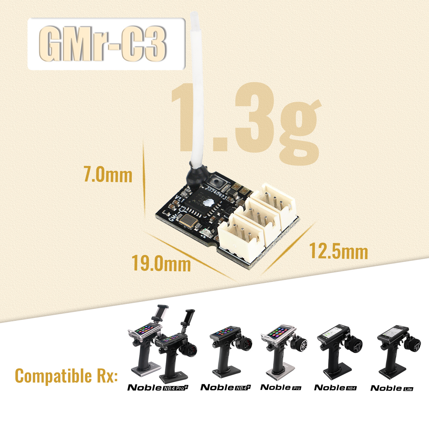 FSY-FS-GMR-C3 Flysky GMR Genuine Micro 2.4GHz 3-Channel AFHDS3 Receiver