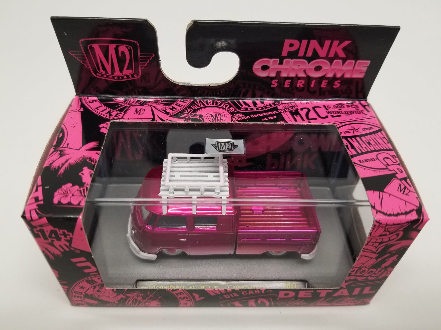 M2 Machines Pink Chrome Series 1959 VW Double Cab Truck USA Model HE