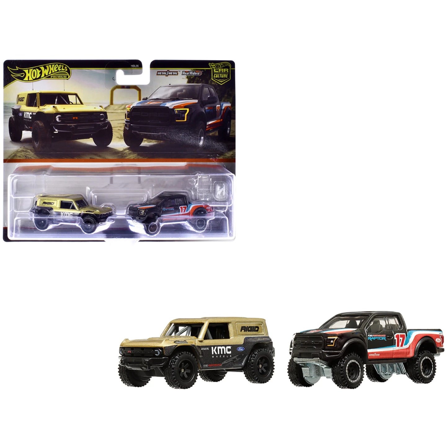 HotWheels Premium Car Culture 2pk Ford Bronco R & ‘17 Ford F-150 Raptor