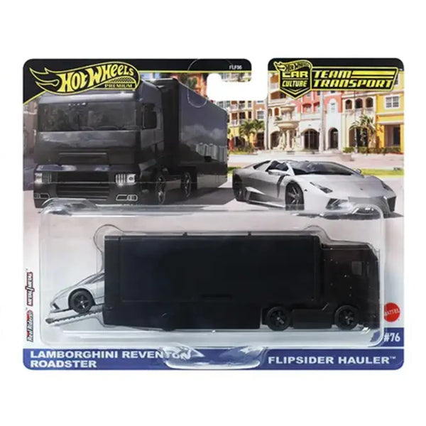 HotWheels Premium Car Culture Team Transport Lamborghini Reventon Roadster & Flipsider Hauler HE