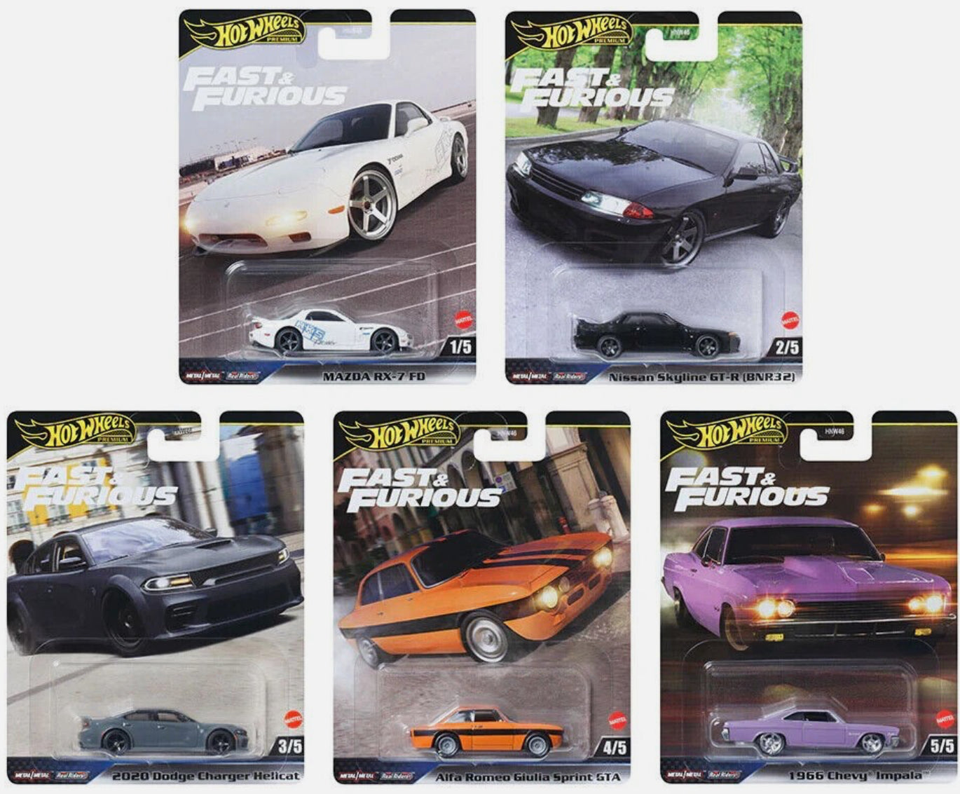 HotWheels Premium Full Set Fast & Furious K Case