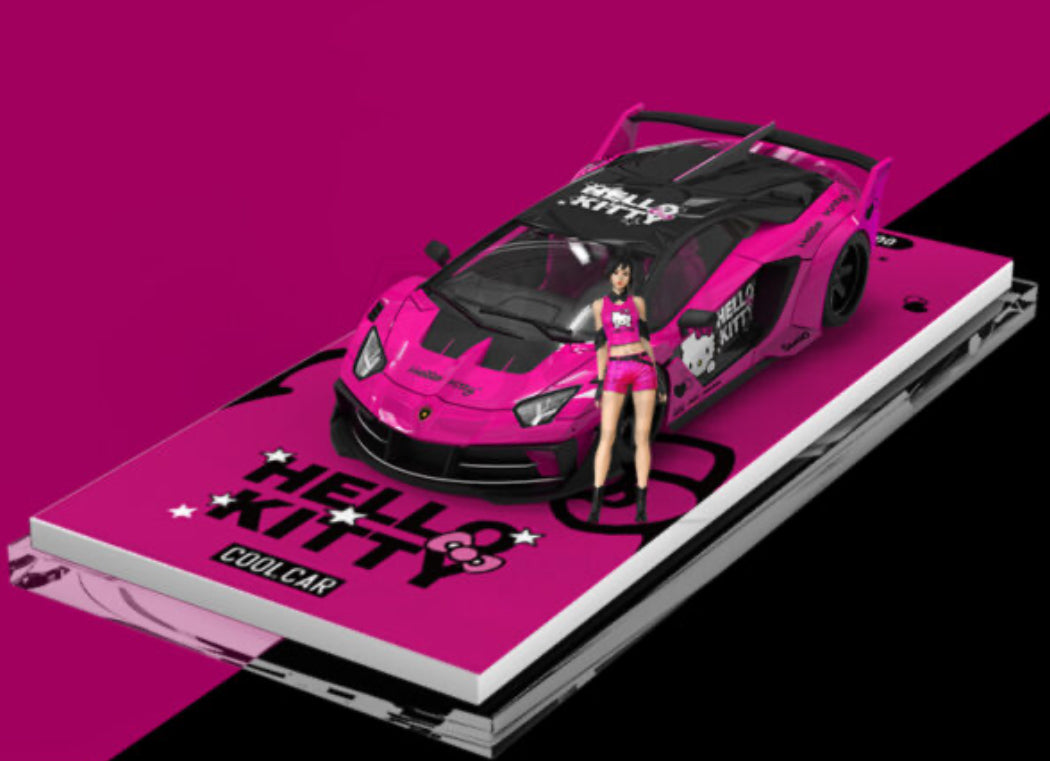 Cool Car Lamborghini GT EVO Rose Red Pink Hello Kitty w/ Figure