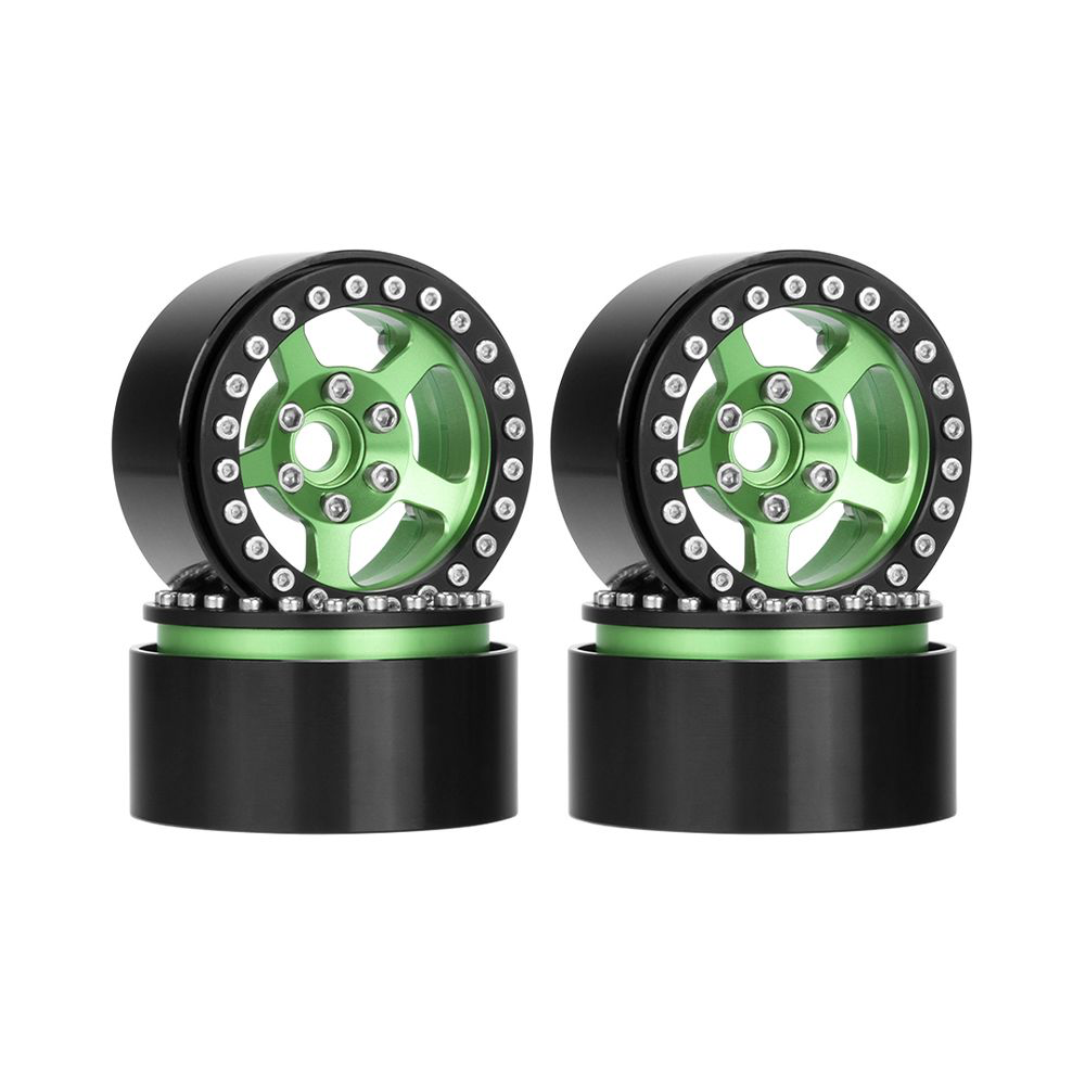 HDTCW03002B Hobby Details 1.9" Aluminum Wheels - 5 Stars (4)(Black Green)