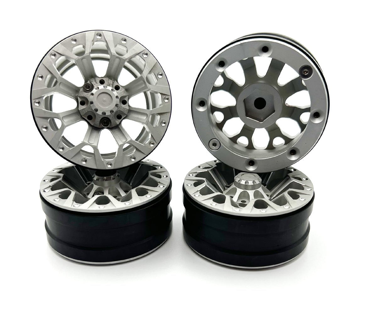 HDTCW01904D HOBBY DETAILS 1.9" ALUMINUM BEADLOCK WHEELS - PETALS (4) (SILVER)
