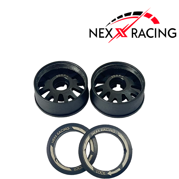 NEXX Racing Mini-Z "JUD" EVO Front Threaded Side-Wall AWD Carbon-Fiber Rims (1mm Offset) (Black) (2)