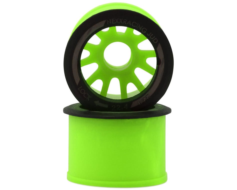 NEXX Racing Mini-Z RWD "JUD" EVO Rear Threaded Side-Wall Carbon Fiber Rims (3mm Offset) (Green) (2)