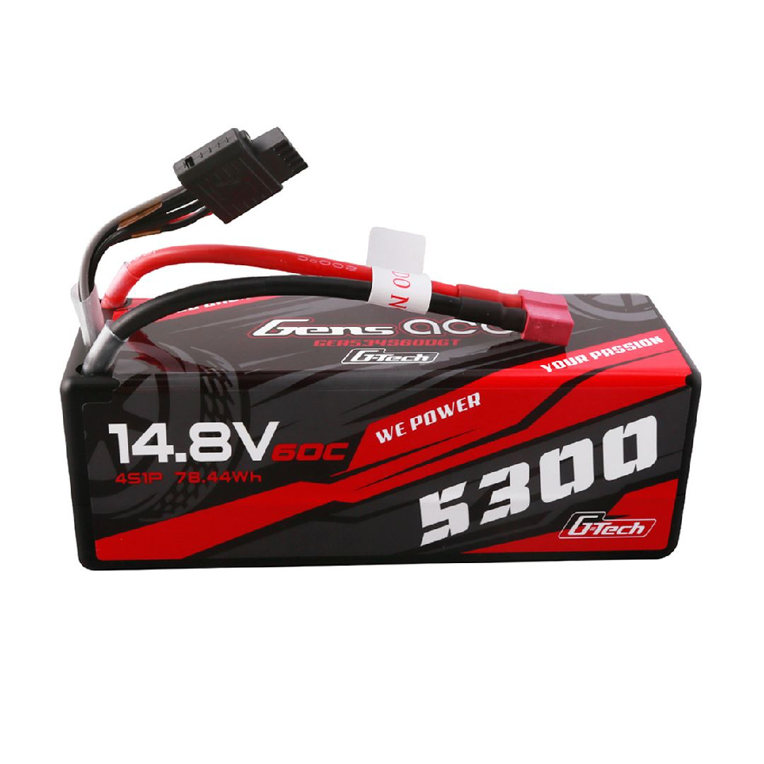 GEA534S60DGT Gens Ace G-Tech 5300mAh 14.8V 60C 4S1P HardCase LiPo Deans Plug