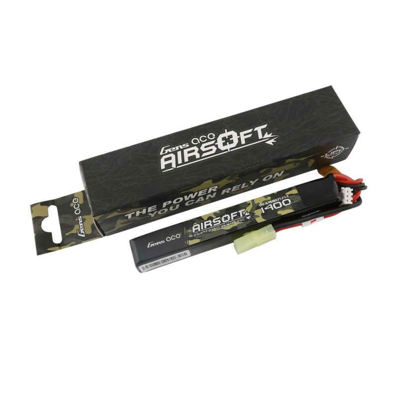 GEA14002S25T Gens Ace Airsoft 1400mAh 2S1P 7.4V 25C LiPo Tamiya Plug