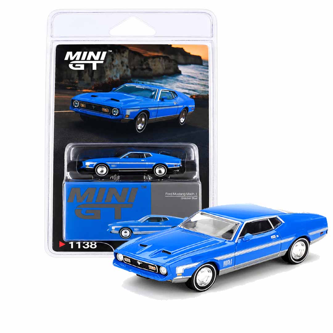 HE MGT01138 Mini GT Ford Mustang Mach 1 Grabber Blue 1138