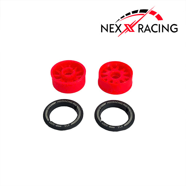 NEXX Racing Mini-Z RWD "JUD" EVO Rear Threaded Side-Wall Carbon Fiber Rims (2mm Offset) (Red) (2)