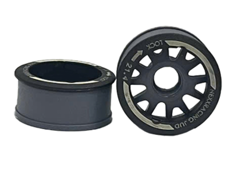 Nexx Racing “JUD” threaded carbon-fiber reinforced EVO Flanged Front Wheels (2) pcs for Mini-Z (GREY)