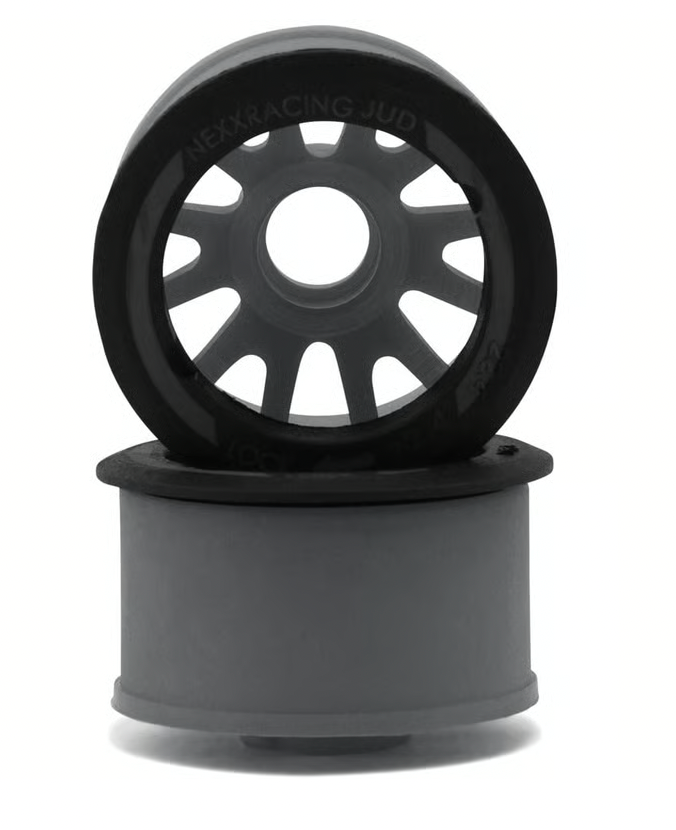 NEXX Racing Mini-Z RWD "JUD" EVO Rear Threaded Side-Wall Carbon Fiber Rims (3mm Offset) (Grey) (2)