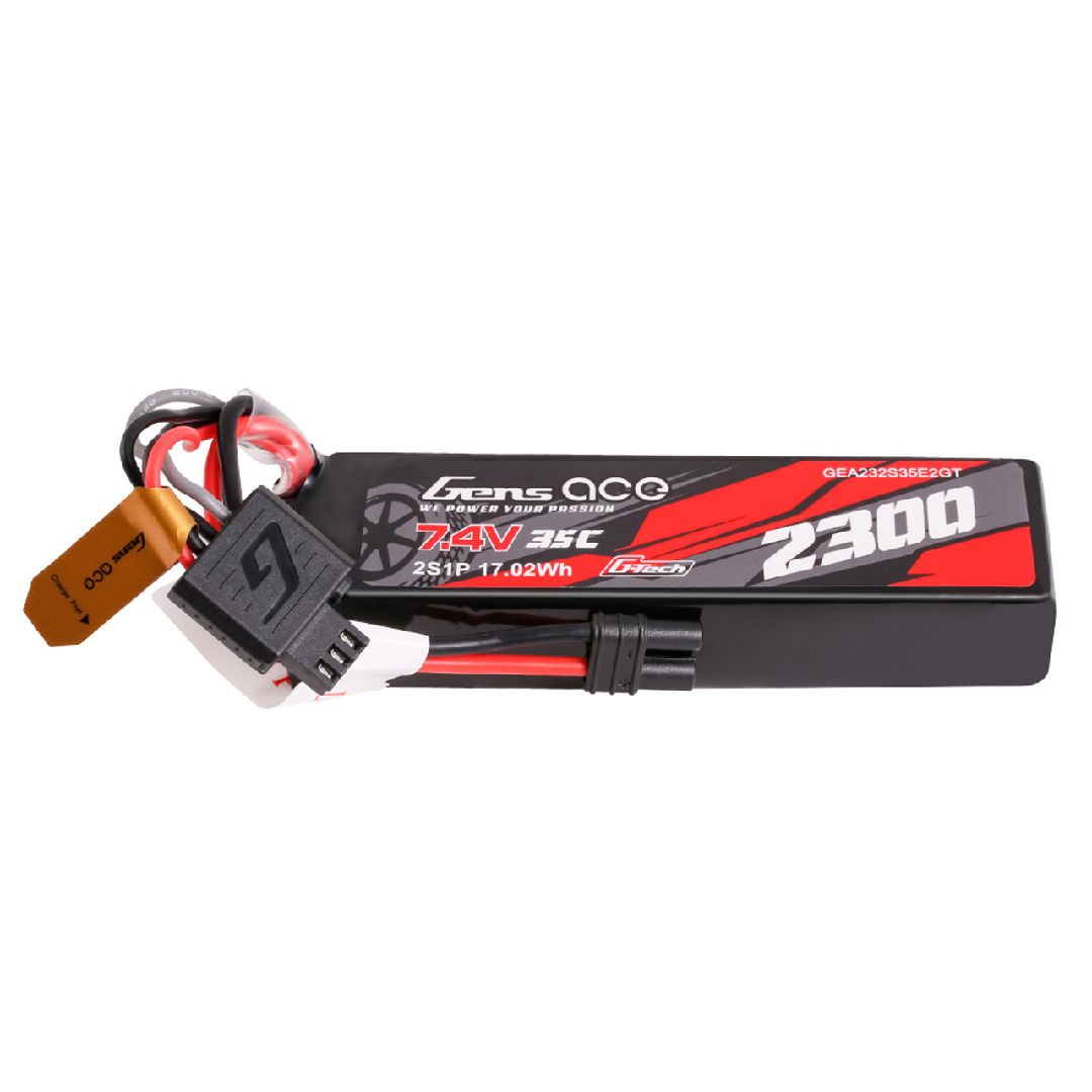 GEA232S35E2GT Gens Ace G-Tech 2300mAh, 2S1P 7.4V 35C LiPo Soft Pack for GROM