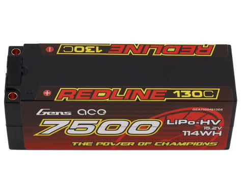 GEA75004S13D5 Gens Ace 4s LiHV LiPo Battery 130C w/5mm Bullets & T-Style Adapter (15.2V/7500mAh)