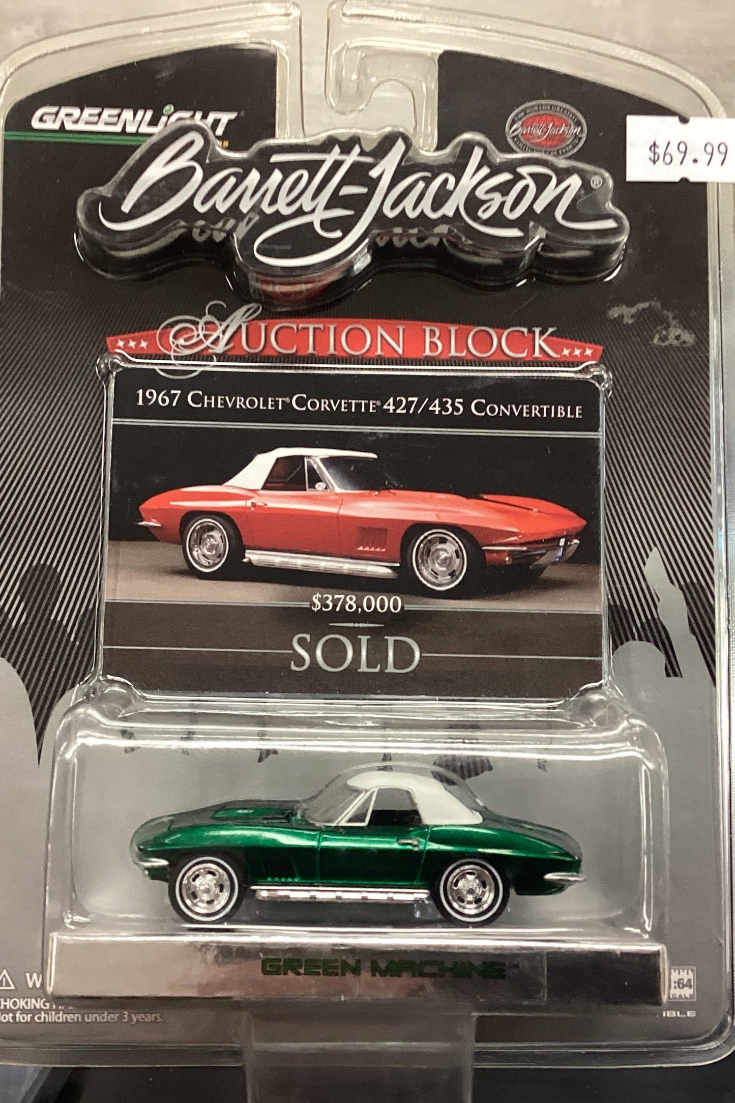 Green light Barret Jackson 1967 Chevrolet Corvette 427/435 Convertible Green Machine