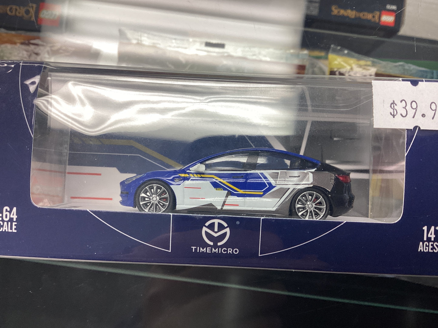 HE Time Micro Tesla Model 3 Blue and White
