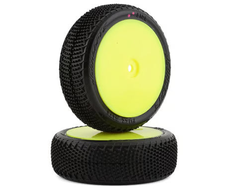 JCO3108-201011 JConcepts Fuzz Bite LP 2.2" Pre-Mounted 4WD Front Buggy Carpet Tires (Yellow) (2) w/12mm Hex (Pink)