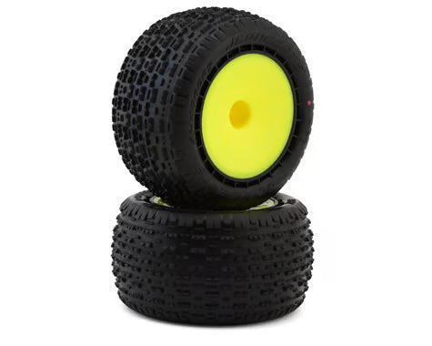 JCO3162-201091 JConcepts Swaggers 2.2" Pre-Mounted Stadium Truck Tires (Yellow) (2) (Pink) w/12mm Hex
