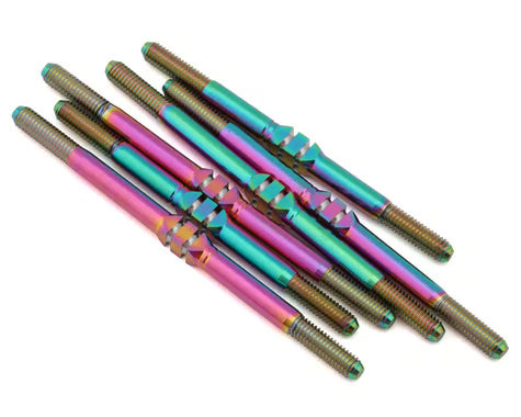 JT10702 J&T Bearing Co. Team Associated RC10SC7 Titanium "Milled'' XD Turnbuckles Set (Oil Slick)