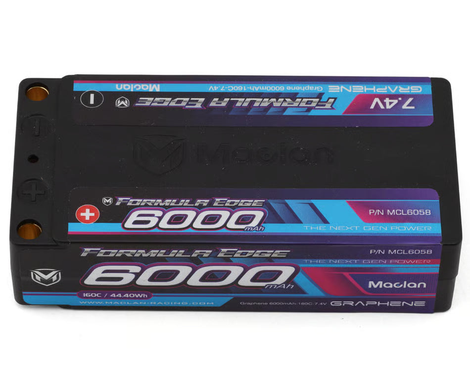 MCL6058 Maclan Formula Edge 2S 160C Shorty LiPo Battery (7.4V/6000mAh) w/5mm Bullets