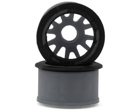 NXUSA-EVO-R+1-G NEXX Racing Mini-Z RWD "JUD" EVO Rear Threaded Side-Wall Carbon Fiber Rims (1mm Offset) (Grey) (2)