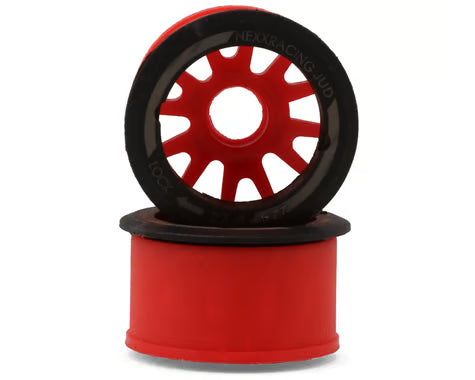 NXUSA-EVO-R+1-R NEXX Racing Mini-Z RWD "JUD" EVO Rear Threaded Side-Wall Carbon Fiber Rims (1mm Offset) (Red) (2)