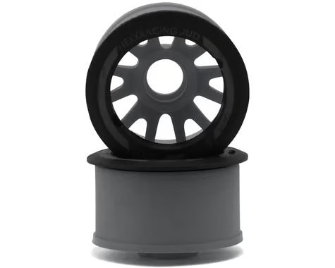NXUSA-EVO-R+3-G NEXX Racing Mini-Z RWD "JUD" EVO Rear Threaded Side-Wall Carbon Fiber Rims (3mm Offset) (Grey) (2)