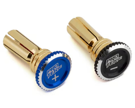 PTK-5081 ProTek RC Twist Lock Adjustable Bullet Plug Grips w/5mm Bullets (Black/Blue)