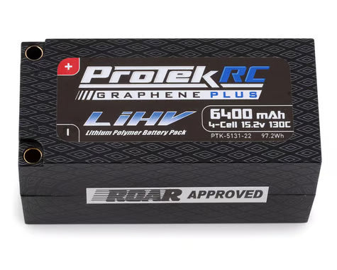 PTK-5131-22 ProTek RC 4S 130C Low IR Si-Graphene+ HV Shorty LiPo Battery (15.2V/6400mAh) w/5mm Connector (ROAR Approved)