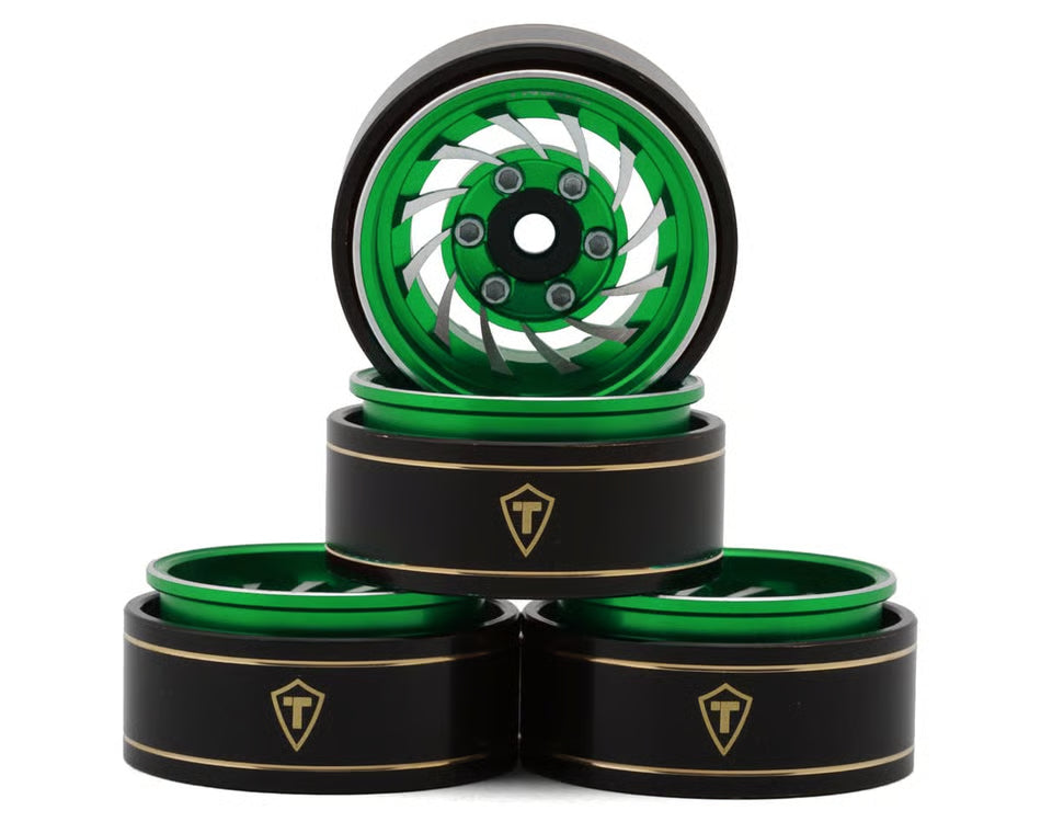 TLHTSCX24-274 Treal Hobby Type L 1.0" Aluminum Cyclone Beadlock Wheels (Green) (4) (27.5g ea)