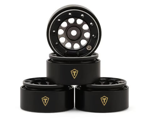 TLHTSCX30-60 Treal Hobby Type E 0.7" Aluminum Micro Crawler Beadlock Wheels (Titanium) (4) (9.5g ea) w/Brass Rings
