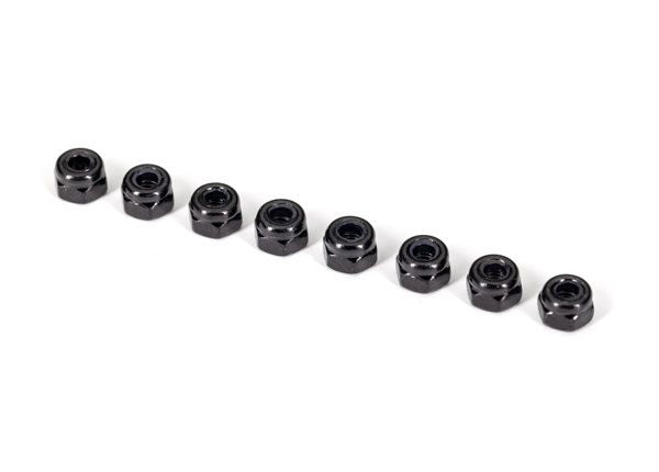 TRA2745X Traxxas 3mm Nylon Locking Nuts (Black) (8)