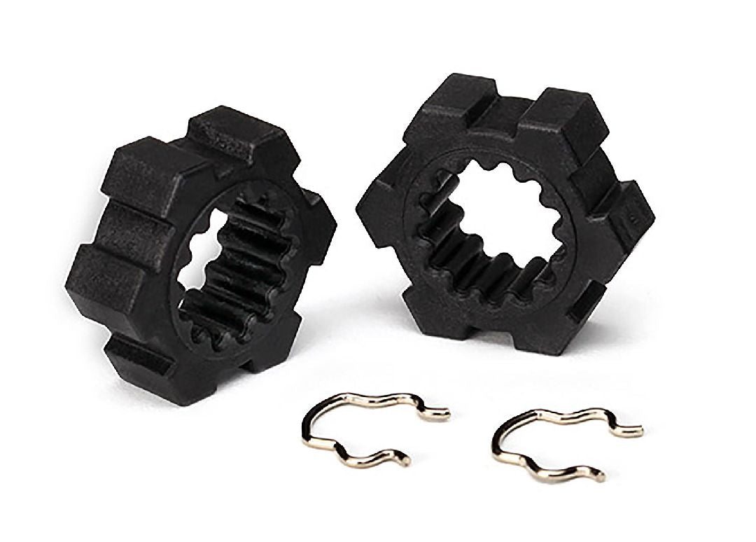 TRA7756-BLK Traxxas Wheel Hubs, Hex (2)/ Hex Clips (2)