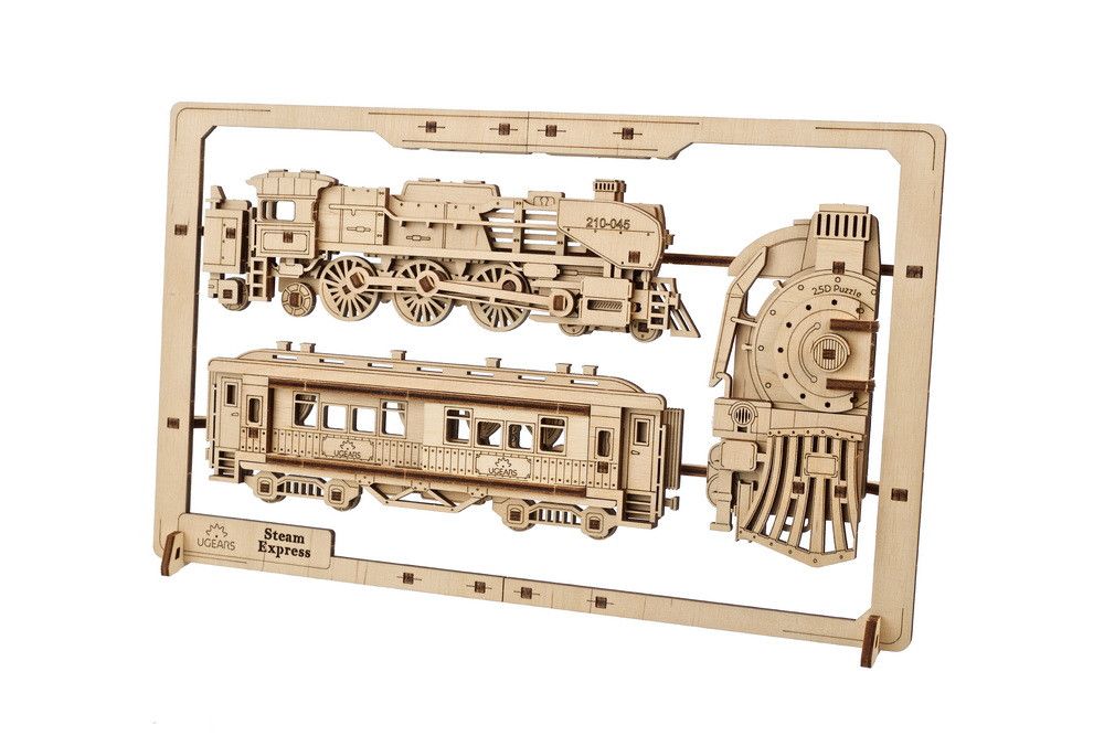 UGR70207 Ugears Steam Express Train 2.5D Puzzle - 79 Pieces