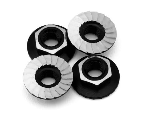 870001 1UP Racing 4mm "Lockdown" Serrated Aluminum Wheel Nuts (Black) (4)