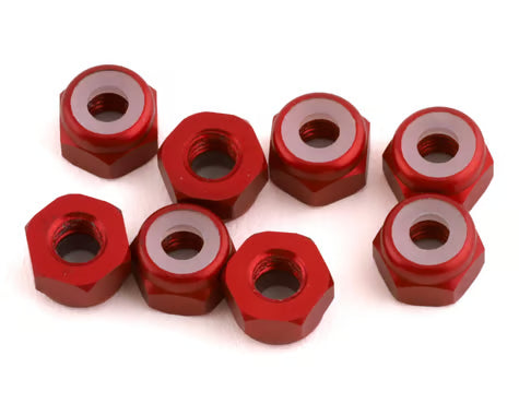 870502 1UP Racing 3mm Aluminum Locknuts (Red) (8)