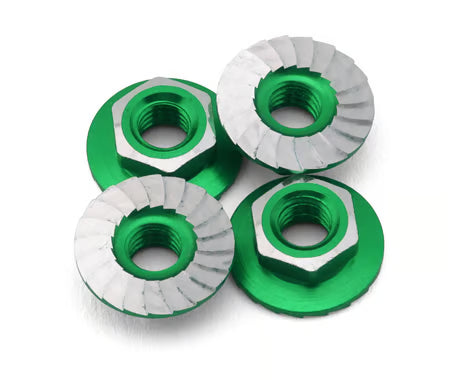 870801 1UP Racing 4mm "Lockdown" Serrated Aluminum Wheel Nuts (Green) (4)