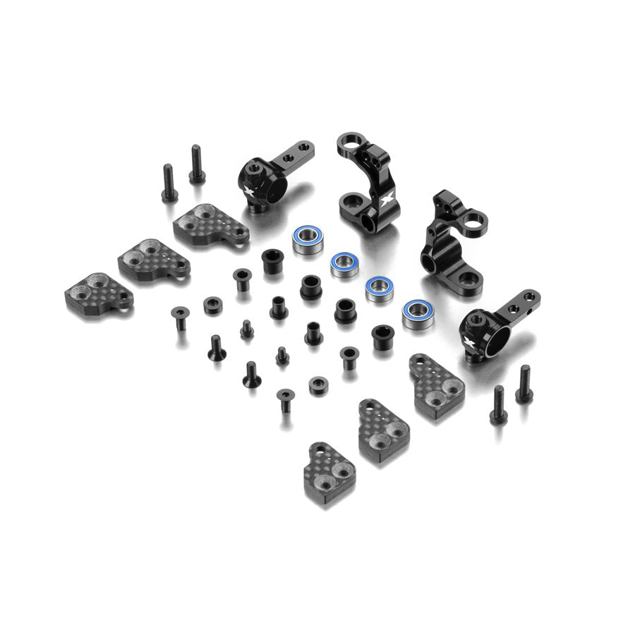 XRAY ALU STEERING BLOCKS & C-HUBS WITH BACKSTOP - SET