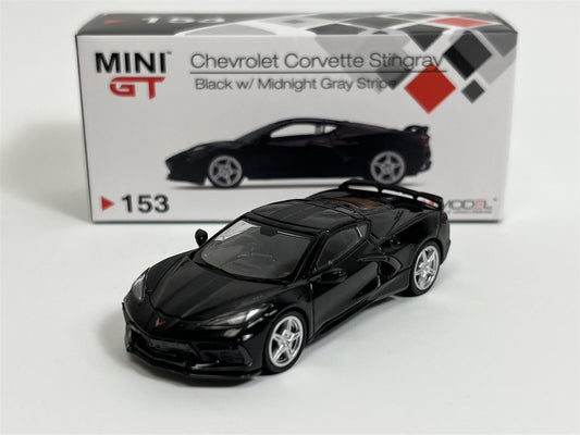 HE Mini Gt 153 Chevrolet Corvette Stingray Black W/ Midnight Gray Stripe