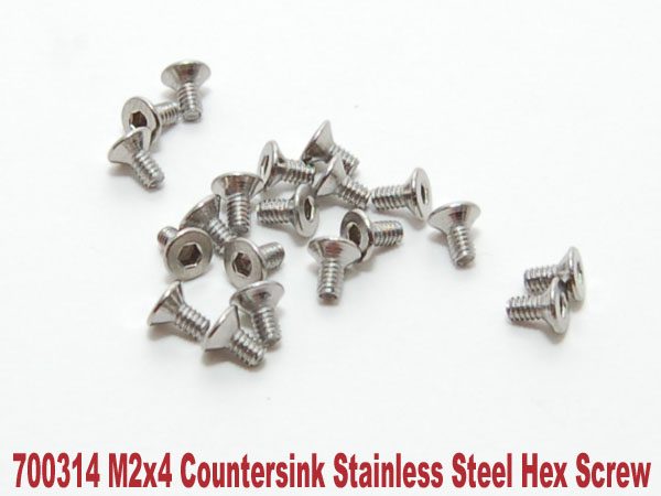 700314 PN Racing M2x4 Countersink Stainless Steel Hex Machine Screw (20pcs)