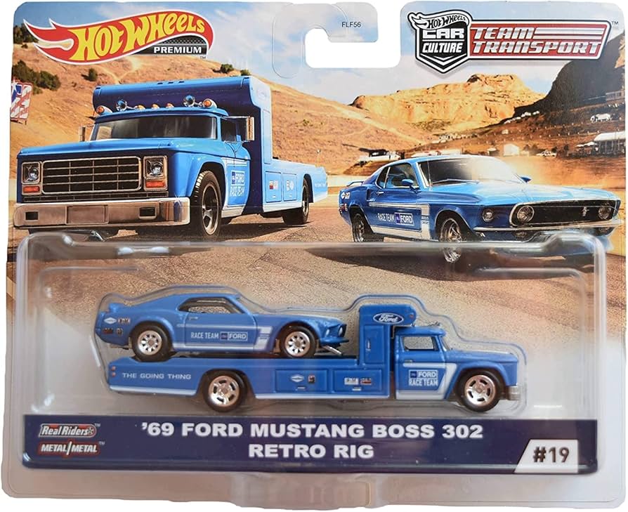 Hot Wheels Premium Team Transport '69 Ford Mustang Boss 302 Retro Rig